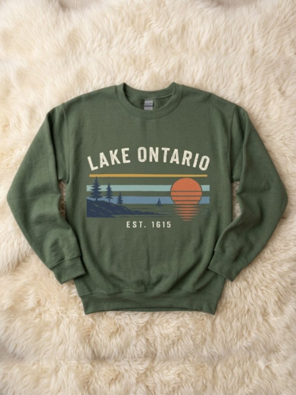 Lake Ontario Great Lakes SweatShirt - Military Green Color